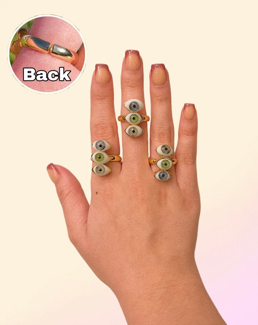 Anillos De Ojo De Cristal Triple Mini