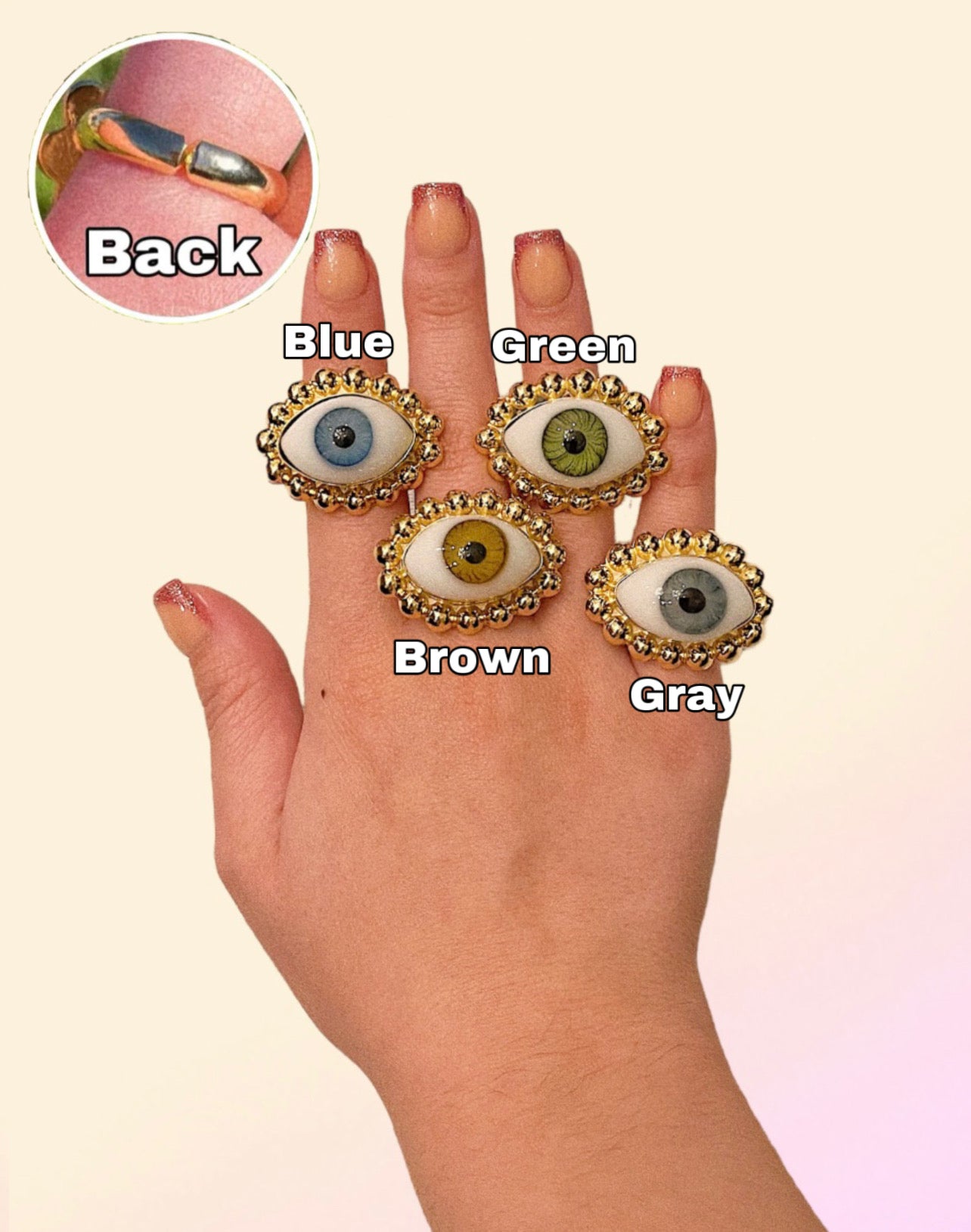 Large Bulb Glass Eye Rings