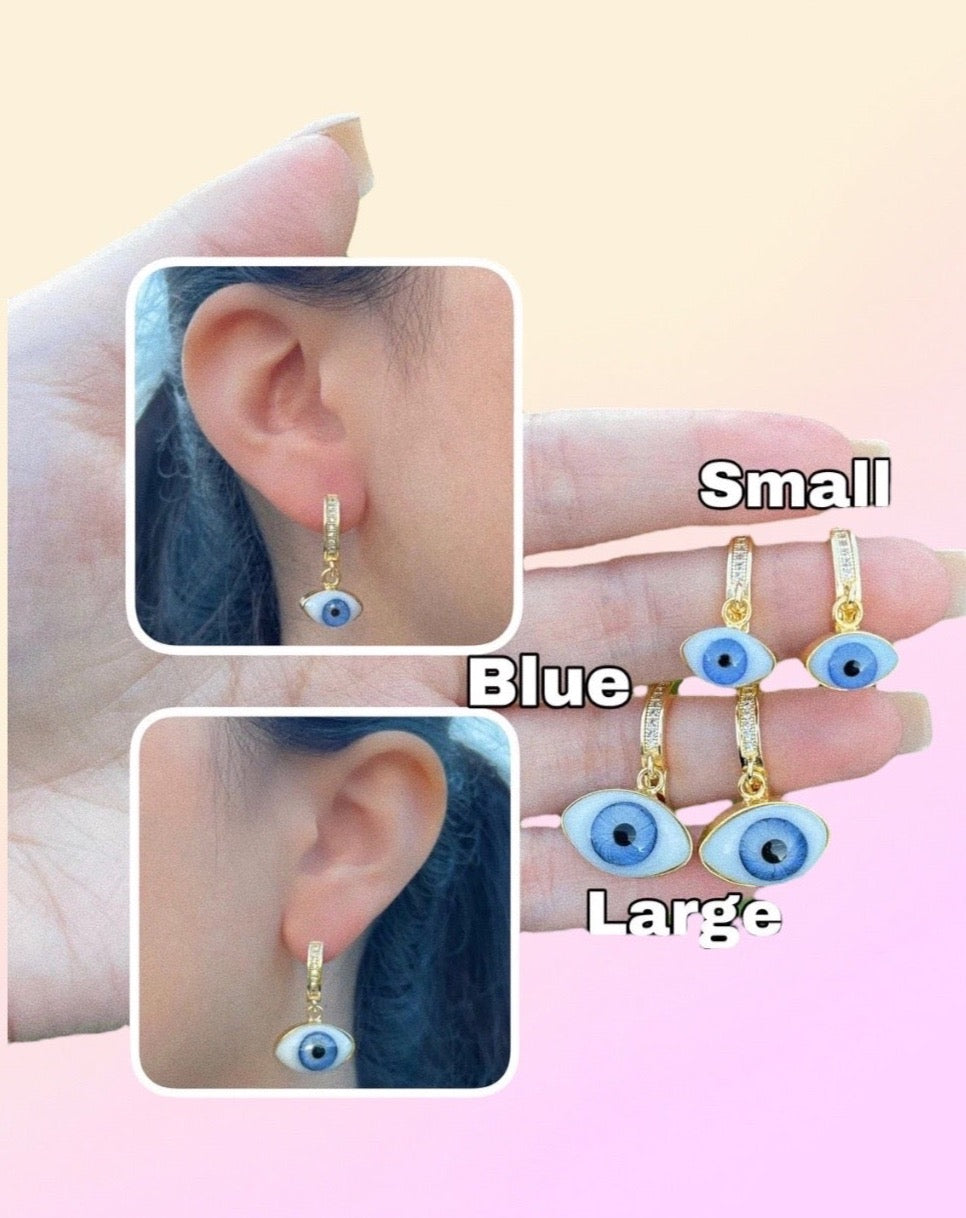 Aretes De Aro Huggie De Ojo De Cristal